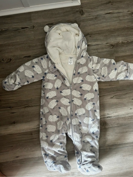 Carter's Other - Carter's Plush Hooded One-Piece with Sheep Print - Gray & White